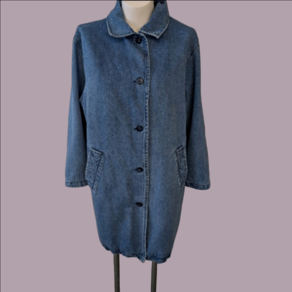 Denim Classic Blue Jean Long Slouchy Oversized Jacket Denim & Co. Size M
